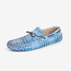 Tod's Gommino Blue & Green Abstract Print Driving Loafers